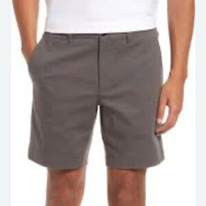 GAP Chino Twill Flat Front Shorts Grey Cotton Mens 32W Casual Preppy NEW